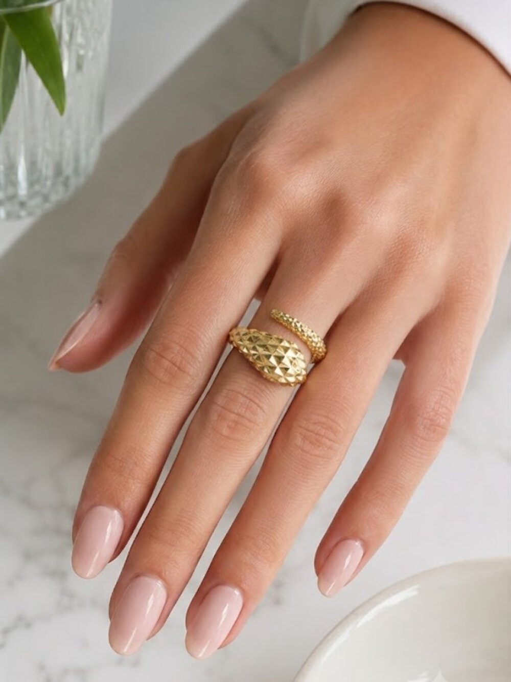 Abstract Snake Ring 14k Gold overlay size 8  🆕